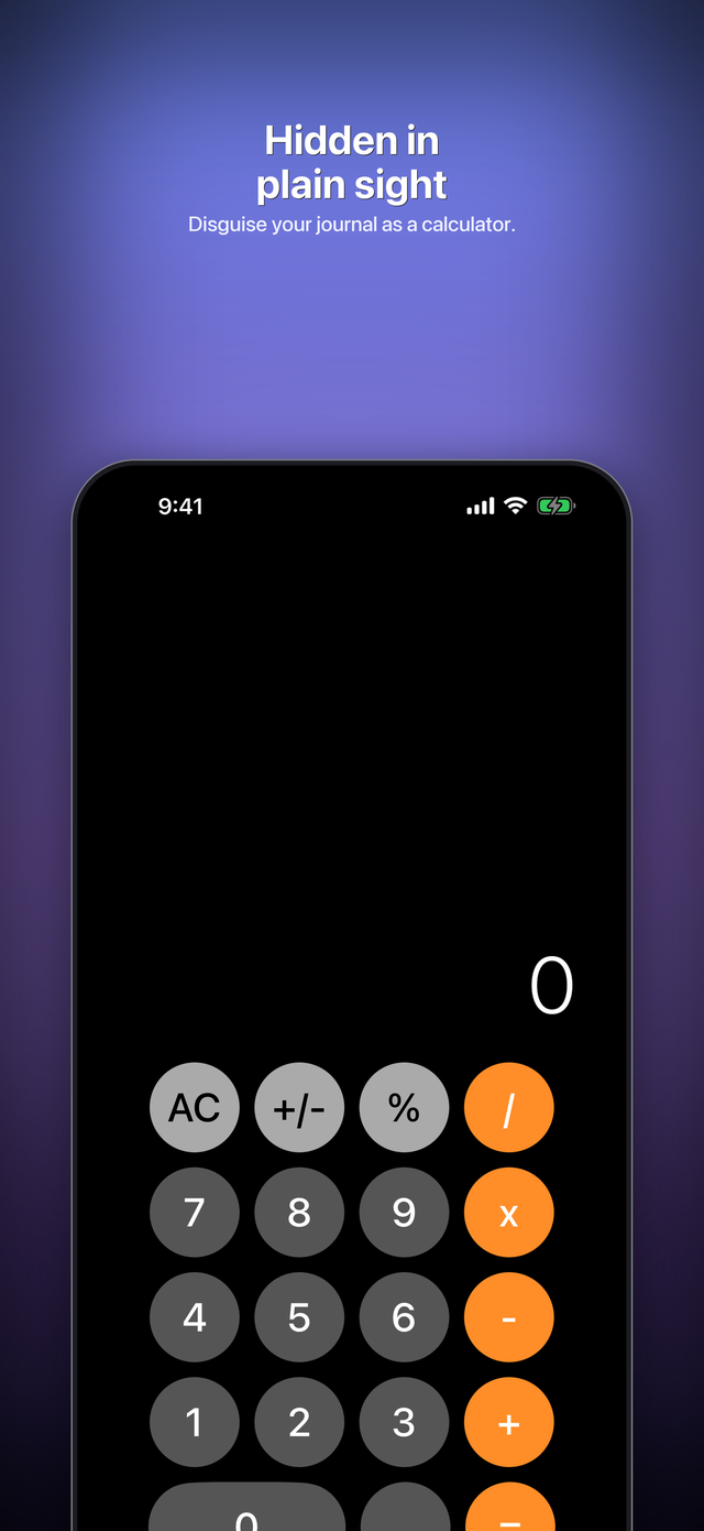 Calculator disguise that hides the journal