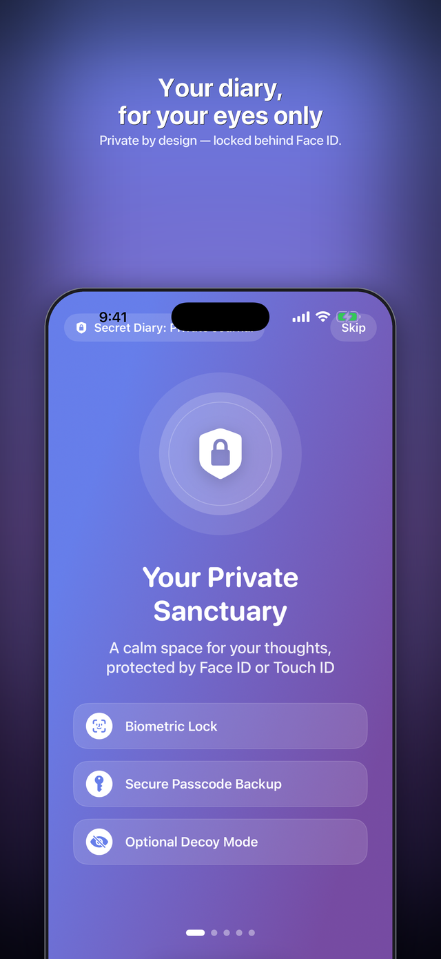 Secret Diary onboarding: Your Private Sanctuary