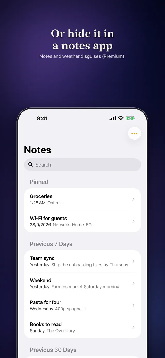Decoy Mode: the journal hidden behind a notes screen (Premium)