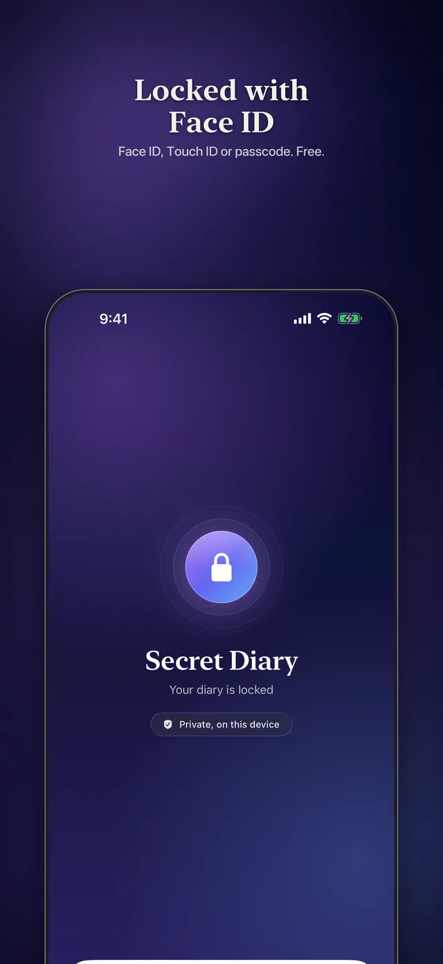 The lock screen: Secret Diary is locked until Face ID or your passcode opens it